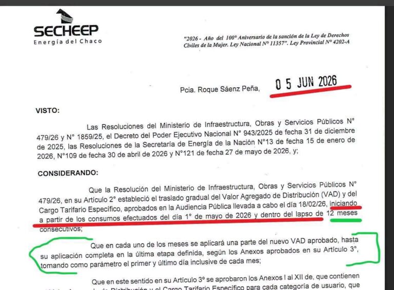 Tarifazo en Chaco: denuncian aumentos de hasta el 42% en las boletas de luz