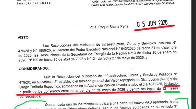 Tarifazo en Chaco: denuncian aumentos de hasta el 42% en las boletas de luz