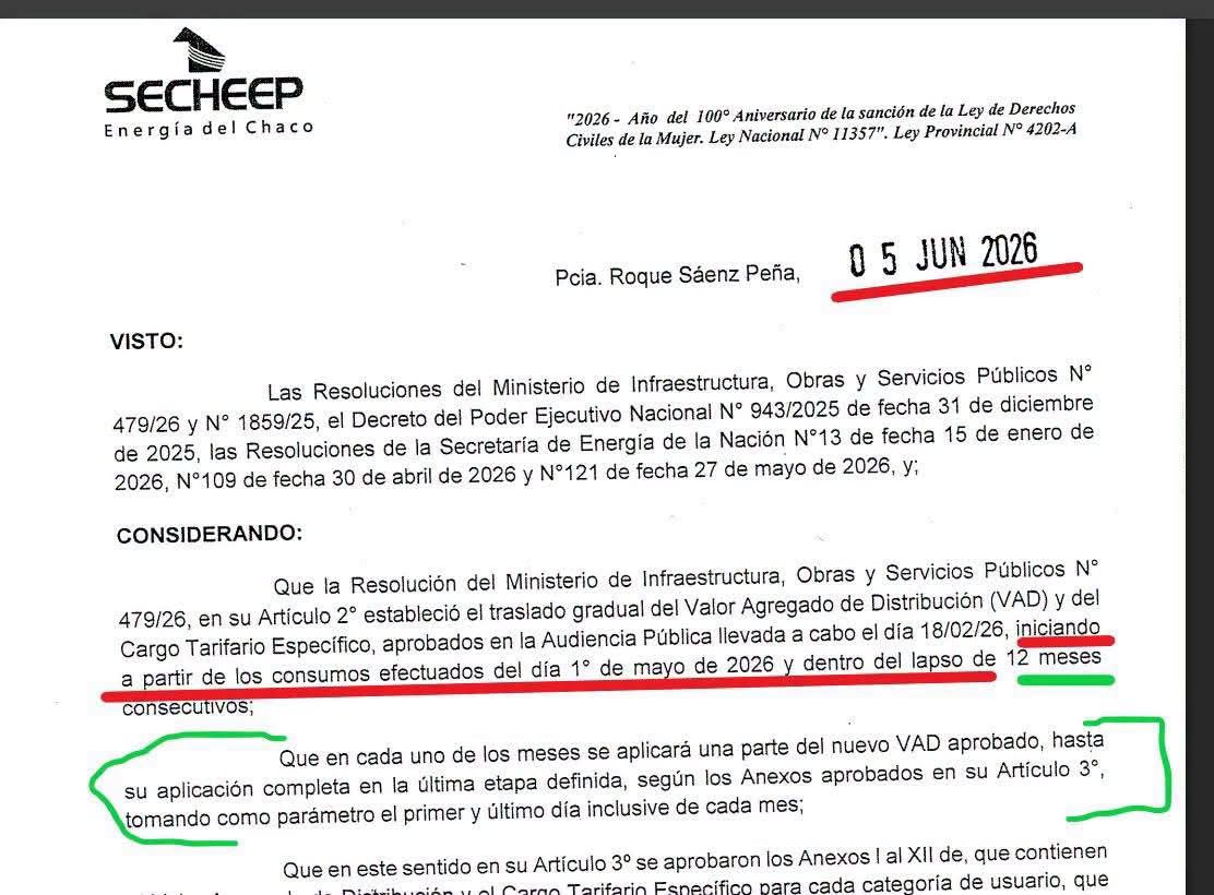 Tarifazo en Chaco: denuncian aumentos de hasta el 42% en las boletas de luz