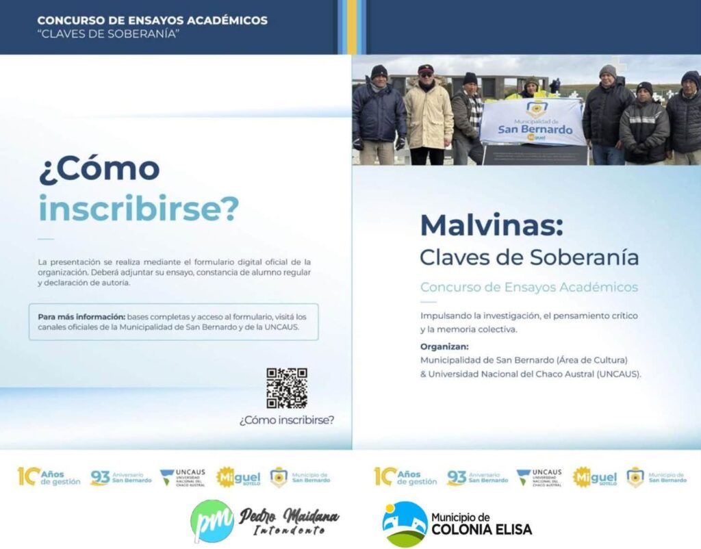 SAN BERNARDO Y COLONIA ELISA IMPULSAN “CLAVES DE SOBERANÍA”: ESTUDIANTES PODRÁN GANAR UN VIAJE A LAS ISLAS MALVINAS
