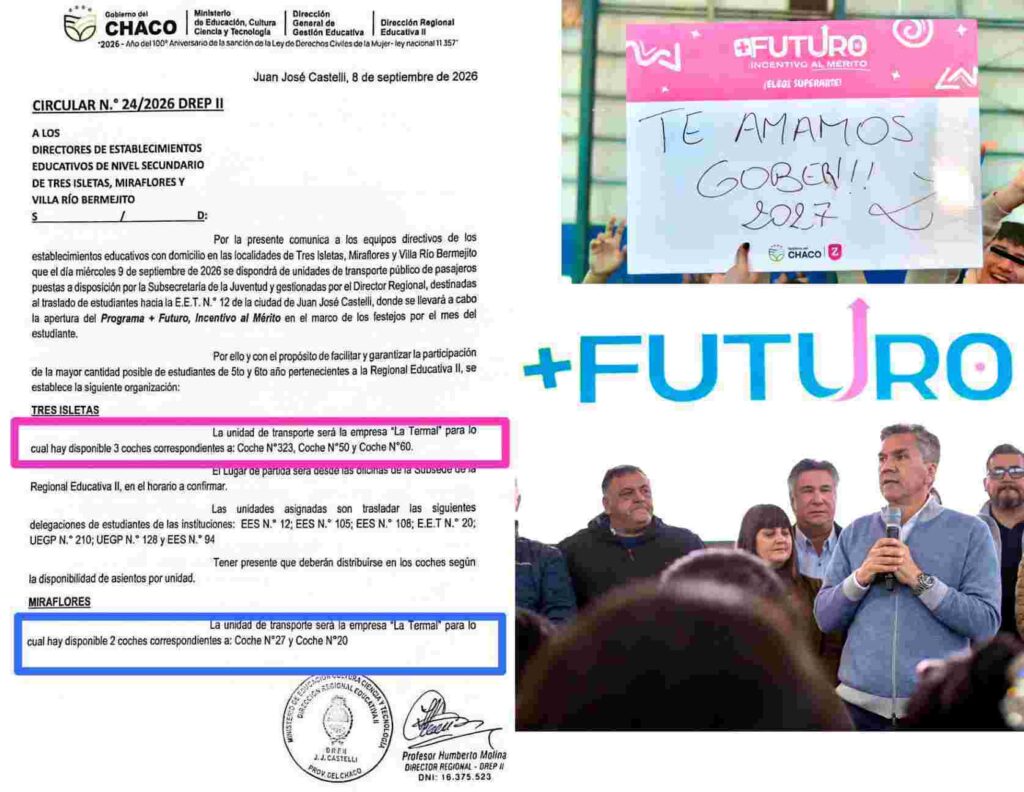 Polémica en Chaco: un gremio denuncia que alumnos fueron convocados de manera obligatoria a un acto con Zdero