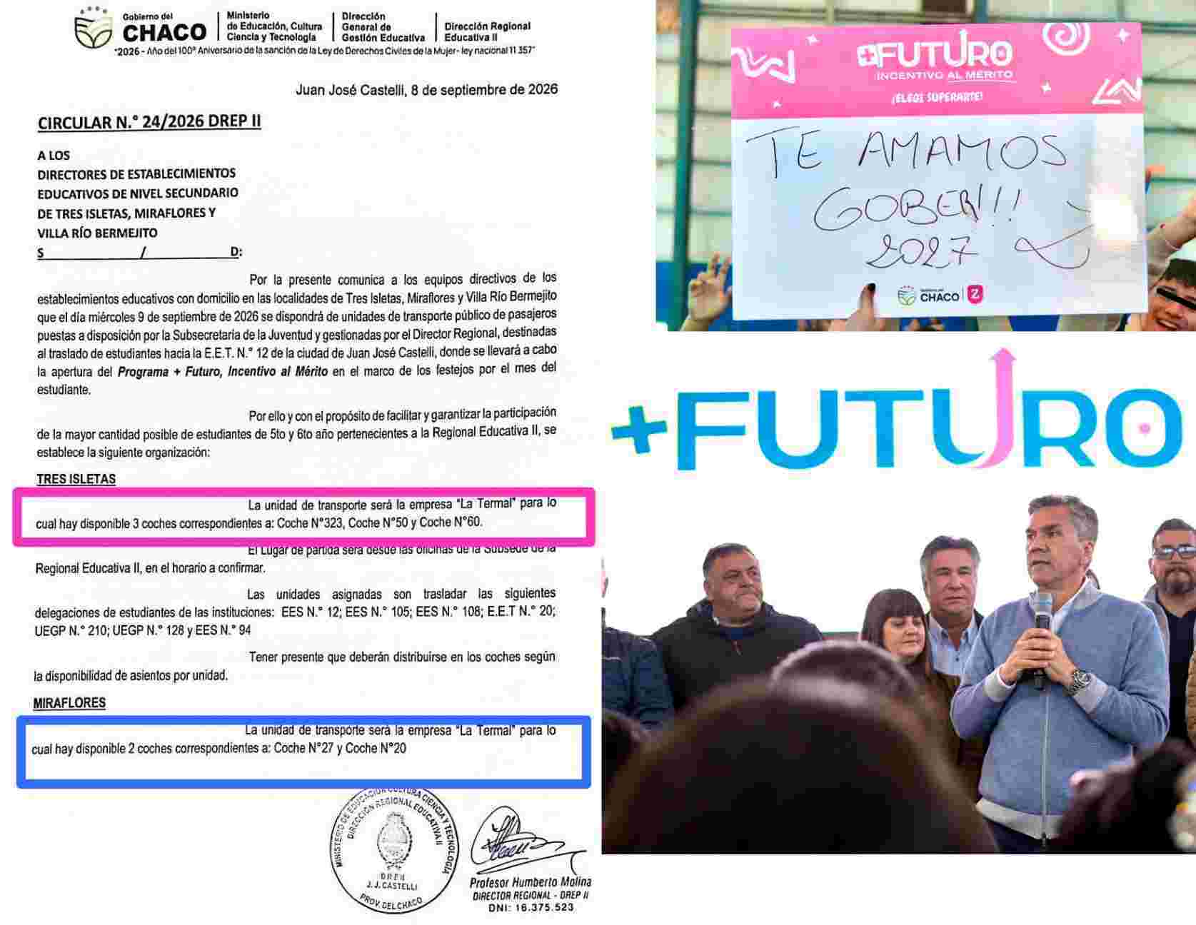 Polémica en Chaco: un gremio denuncia que alumnos fueron convocados de manera obligatoria a un acto con Zdero